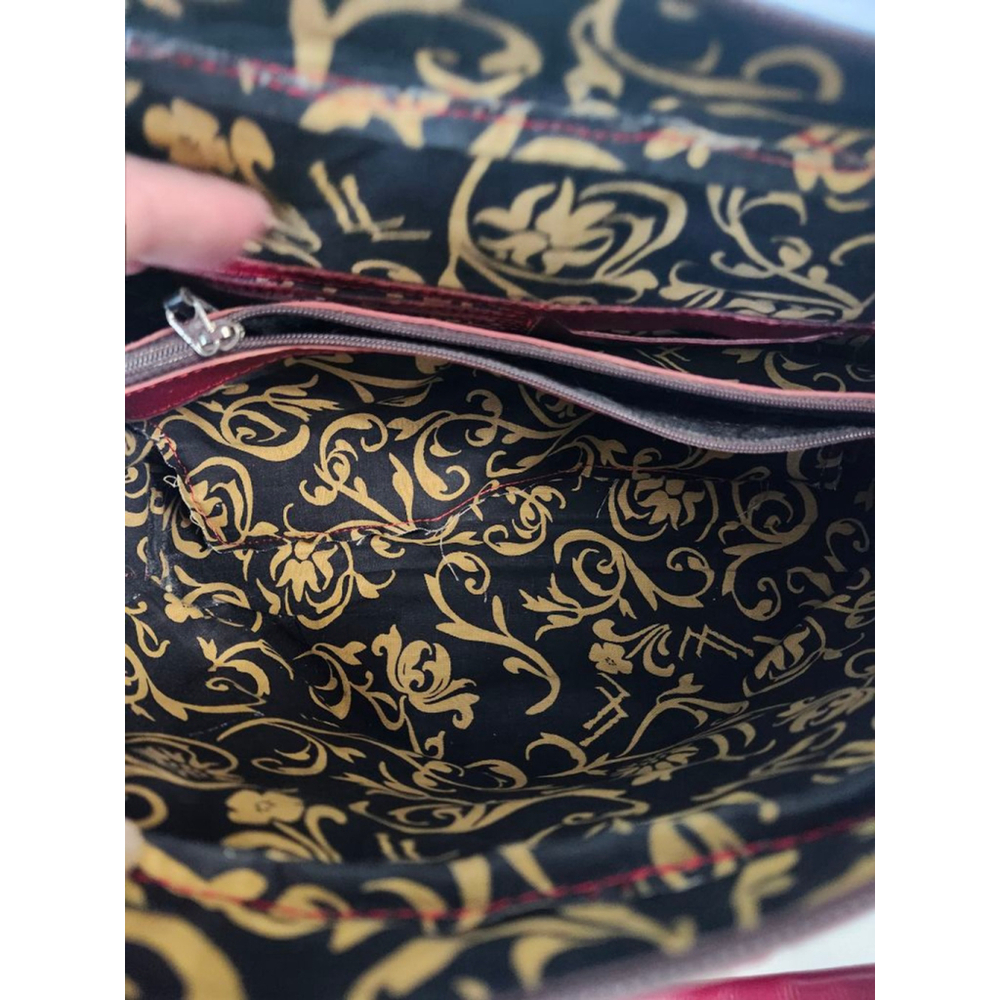 LABRADO LEATHER Satchel Red and Dark Brown - Picture 12 of 13